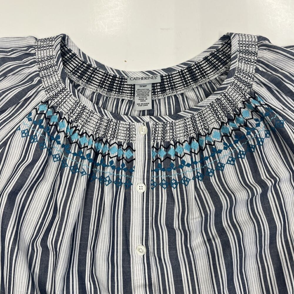 Catherines Embroidered Button Down Peasant Blouse Boho 1/2 Sleeve Size 3XP - Picture 3 of 13